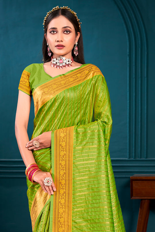 Green Paithani Silk Saree With Blouse Piece Green Paithani Silk Saree With Blouse Piece