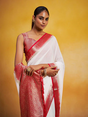 Georgette Kanjeevaram Silk Saree With Blouse Piece
