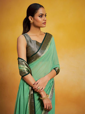 Georgette Kanjeevaram Silk Saree With Blouse Piece