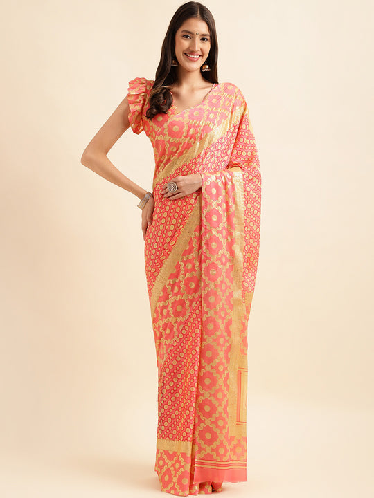 Peach Chiffon Party Wear Saree With Blouse Piece Peach Chiffon Party Wear Saree With Blouse Piece