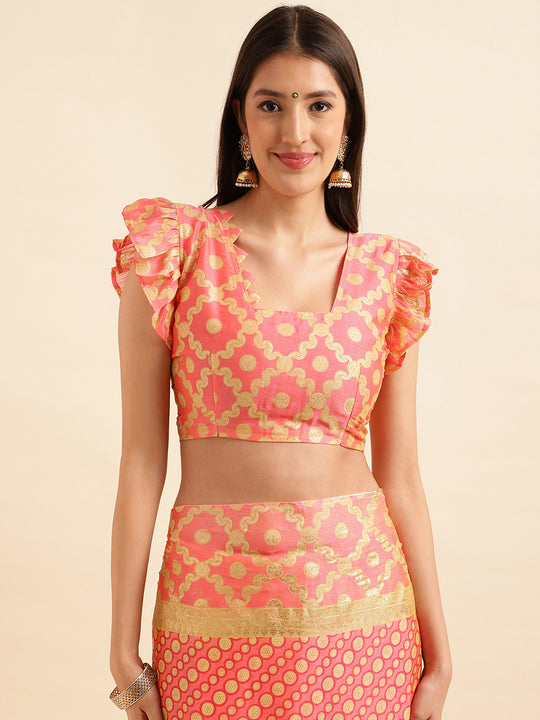Peach Chiffon Party Wear Saree With Blouse Piece Peach Chiffon Party Wear Saree With Blouse Piece