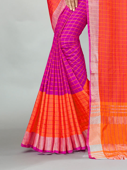 Pink Cotton Silk Saree With Blouse Piece Pink Cotton Silk Saree With Blouse Piece