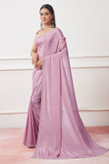 Lavender Satin Georgette Saree With Blouse Piece Lavender Satin Georgette Saree With Blouse Piece