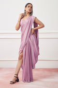 Lavender Satin Georgette Saree With Blouse Piece Lavender Satin Georgette Saree With Blouse Piece