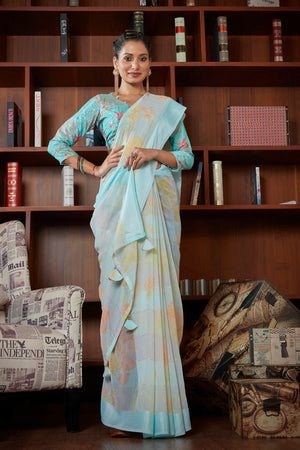 Sky Blue Georgette Saree