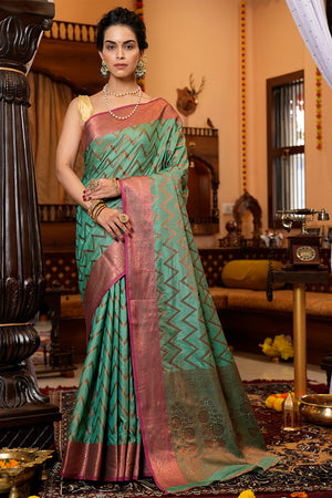 Pine Green Silk Saree
