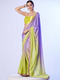 Multicolor Chinon Digital Printed Saree With Designer Lace And Unstitched Blouse Multicolor Chinon Digital Printed Saree With Designer Lace And Unstitched Blouse