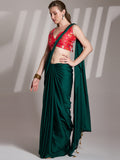 Green Satin Solid Saree With Blouse Piece Green Satin Solid Saree With Blouse Piece