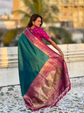 Green Soft Silk Saree With Blouse Piece Green Soft Silk Saree With Blouse Piece