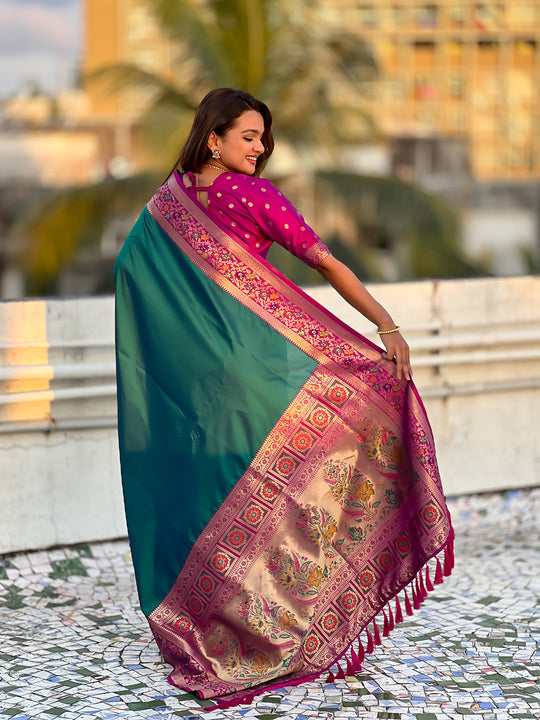 Green Soft Silk Saree With Blouse Piece Green Soft Silk Saree With Blouse Piece