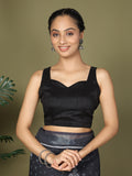 Black Cotton Saree With Blouse Piece Black Cotton Saree With Blouse Piece