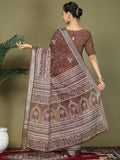 Brown Cotton Saree With Blouse Piece Brown Cotton Saree With Blouse Piece