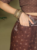 Brown Cotton Saree With Blouse Piece Brown Cotton Saree With Blouse Piece