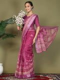 Purple Cotton Saree With Blouse Piece Purple Cotton Saree With Blouse Piece