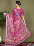Purple Cotton Saree With Blouse Piece Purple Cotton Saree With Blouse Piece