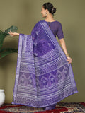 Violet Cotton Saree With Blouse Piece Violet Cotton Saree With Blouse Piece