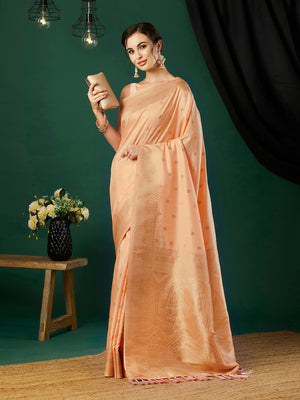 Nylon Jacquard Banarasi Silk Saree With Blouse Piece