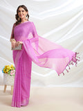 Pink Chiffon Ready To Wear Saree With Blouse Piece Pink Chiffon Ready To Wear Saree With Blouse Piece