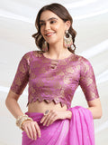 Pink Chiffon Ready To Wear Saree With Blouse Piece Pink Chiffon Ready To Wear Saree With Blouse Piece