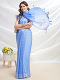 Blue Chiffon Ready To Wear Saree With Blouse Piece Blue Chiffon Ready To Wear Saree With Blouse Piece