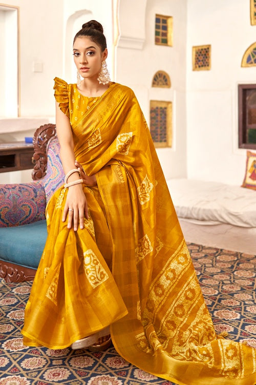 Fire Yellow Cotton Saree Fire Yellow Cotton Saree