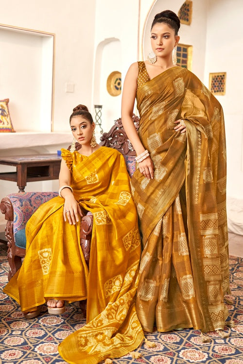 Fire Yellow Cotton Saree Fire Yellow Cotton Saree