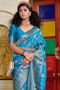 Cyan Blue Banarasi Saree Cyan Blue Banarasi Saree
