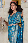 Cyan Blue Banarasi Saree Cyan Blue Banarasi Saree