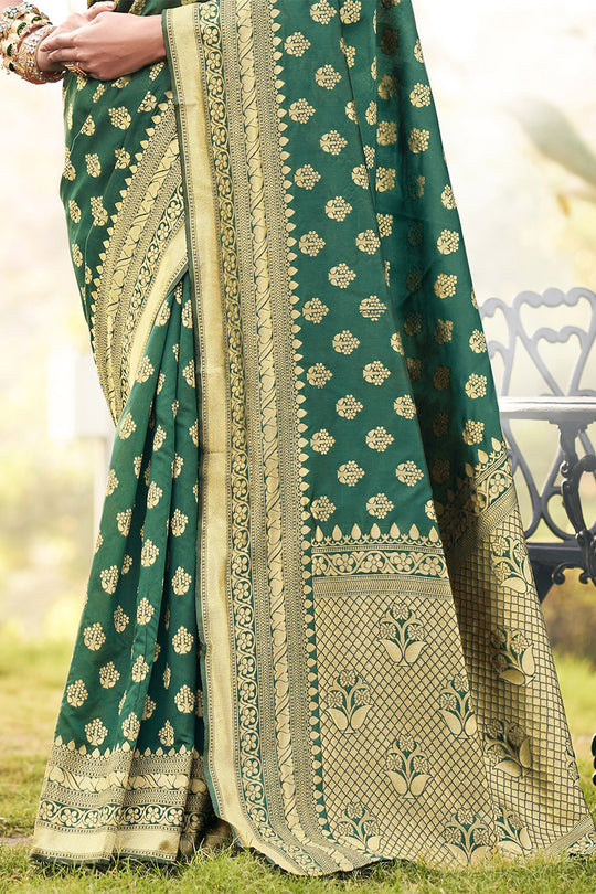 Bottle Green Banarasi Saree Bottle Green Banarasi Saree