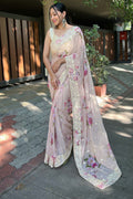Beige Georgette Saree with Cream Blouse Piece Beige Georgette Saree with Cream Blouse Piece