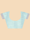 Blue Pure Linen Blend Saree With Blouse Piece Blue Pure Linen Blend Saree With Blouse Piece