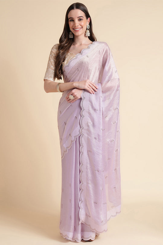 Purple Chiffon Silk Saree With Blouse Piece Purple Chiffon Silk Saree With Blouse Piece