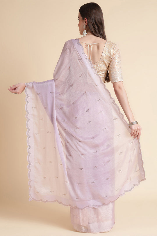 Purple Chiffon Silk Saree With Blouse Piece Purple Chiffon Silk Saree With Blouse Piece