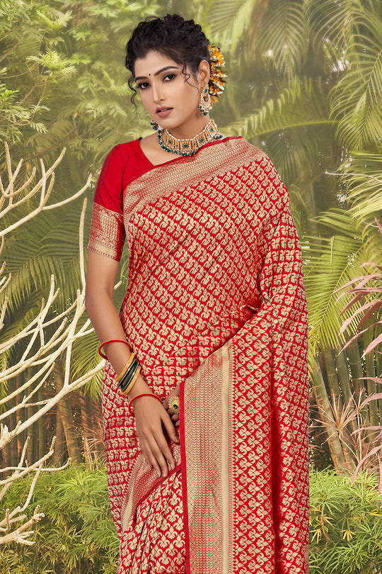 Scarlet Red Banarasi Saree Scarlet Red Banarasi Saree