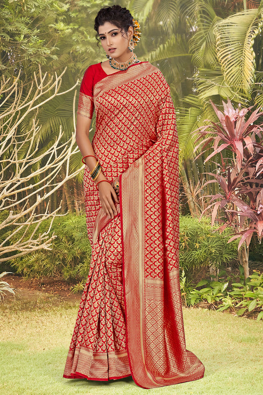 Scarlet Red Banarasi Saree Scarlet Red Banarasi Saree