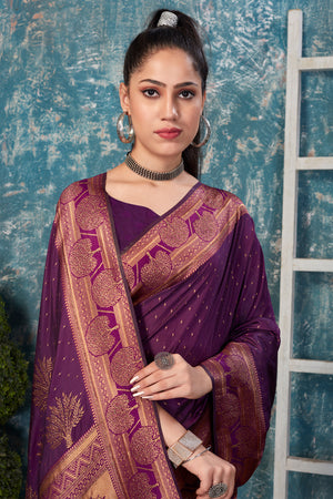 Magenta Purple Banarasi Saree