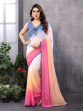 Multi Georgette Saree With Blouse Piece Multi Georgette Saree With Blouse Piece