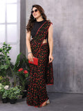 Black & Red Georgette Saree With Blouse Piece Black & Red Georgette Saree With Blouse Piece
