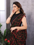 Black & Red Georgette Saree With Blouse Piece Black & Red Georgette Saree With Blouse Piece