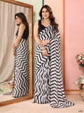 Black & White Georgette Saree With Blouse Piece Black & White Georgette Saree With Blouse Piece