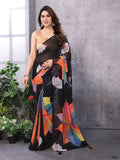 Black Georgette Saree With Blouse Piece Black Georgette Saree With Blouse Piece