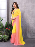 Yellow & Pink Georgette Saree With Blouse Piece Yellow & Pink Georgette Saree With Blouse Piece