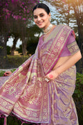 Purple Stain Silk Saree With Blouse Piece Purple Stain Silk Saree With Blouse Piece