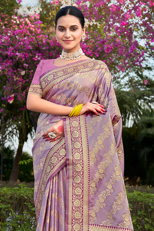 Purple Stain Silk Saree With Blouse Piece Purple Stain Silk Saree With Blouse Piece