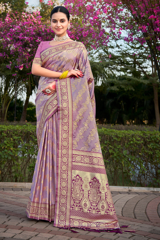 Purple Stain Silk Saree With Blouse Piece Purple Stain Silk Saree With Blouse Piece