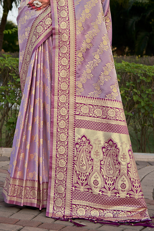 Purple Stain Silk Saree With Blouse Piece Purple Stain Silk Saree With Blouse Piece