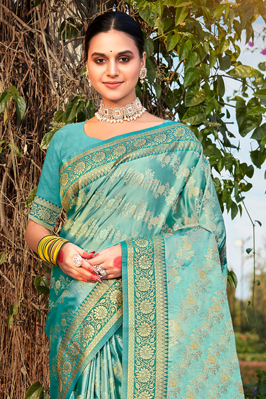Green Stain Silk Saree With Blouse Piece Green Stain Silk Saree With Blouse Piece