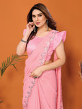Light Pink Georgette Saree With Blouse Piece Light Pink Georgette Saree With Blouse Piece