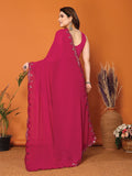 Pink Georgette Saree With Blouse Piece Pink Georgette Saree With Blouse Piece
