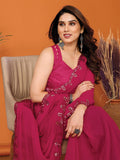 Pink Georgette Saree With Blouse Piece Pink Georgette Saree With Blouse Piece